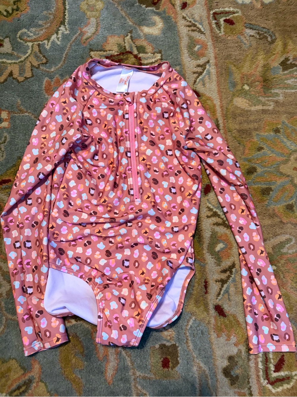 Cat & Jack Pink Leopard Print Long Sleeve Rashguard